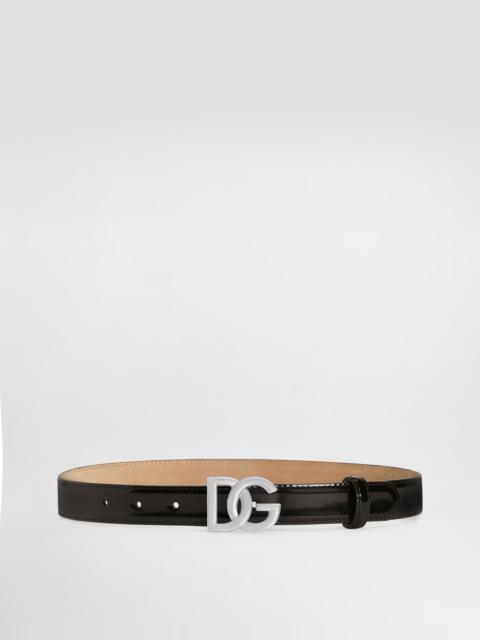 Shiny calfskin belt with DG logo