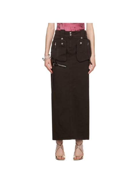 Brown Pockets Maxi Skirt