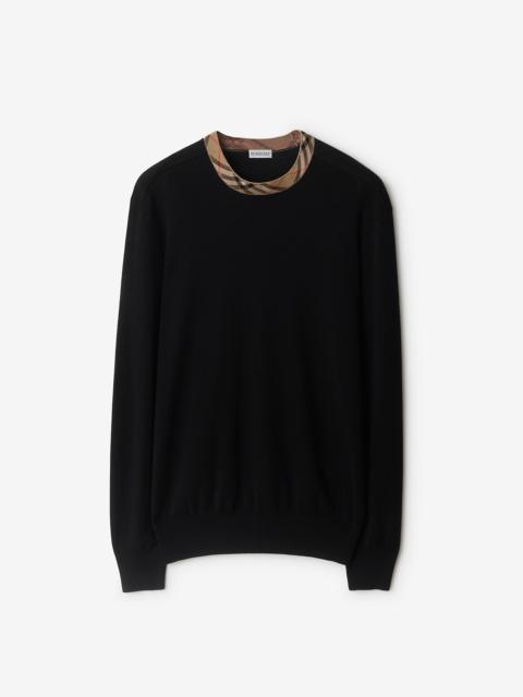 Check Trim Wool Sweater