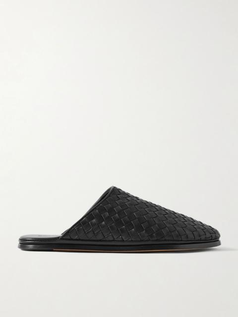 Intrecciato leather slippers Black
