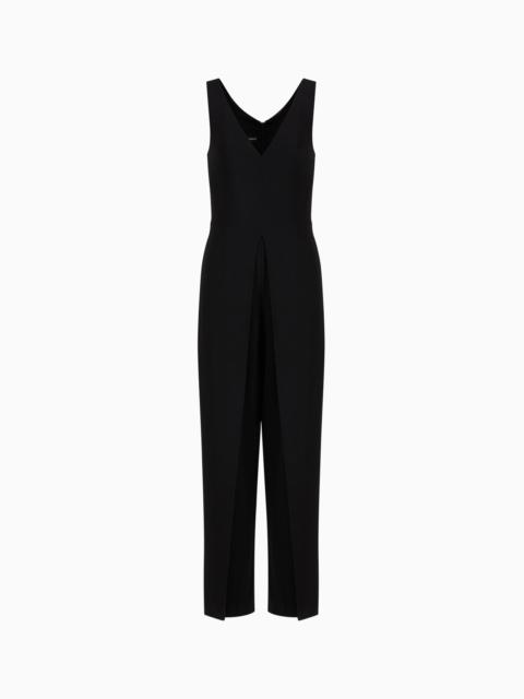 V-neck jumpsuit in technical cady
