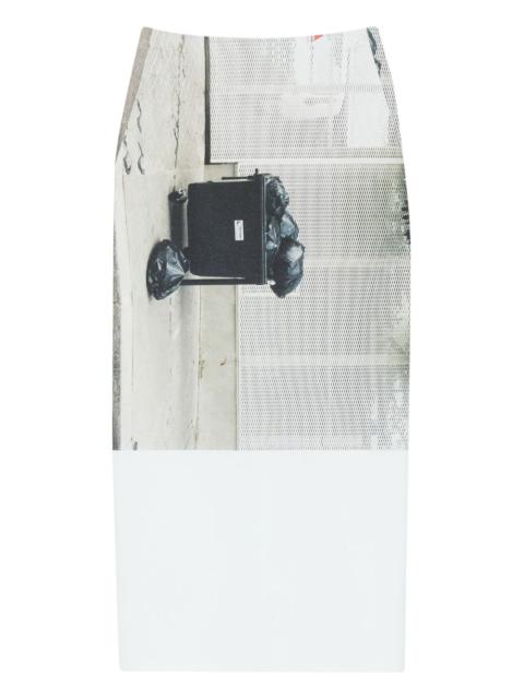 graphic-print street view pencil skirt