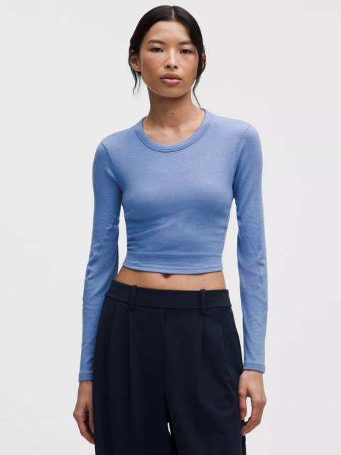 Hold Tight Straight-Hem Cropped Long-Sleeve Shirt