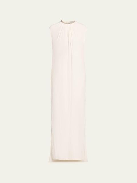 Embroidered Charmeuse Dress