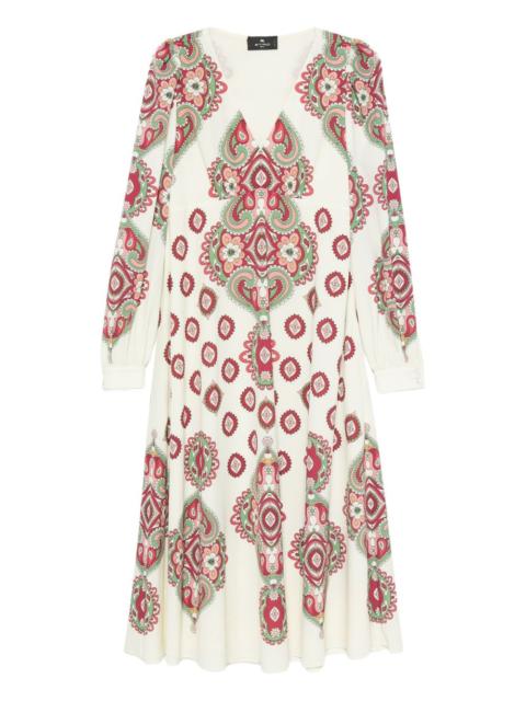 paisley-print long-sleeve dress