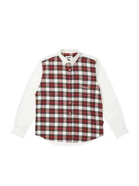 CHECK PANEL CHAMBRAY SHIRT WHITE