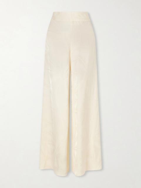 Musical Satin Jacquard Wide-leg Pants