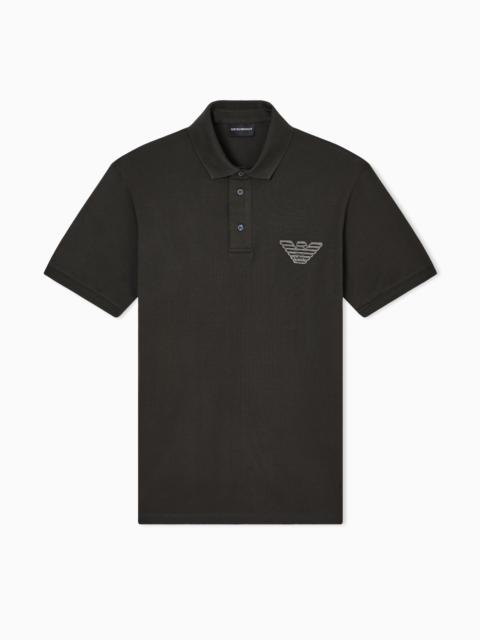 PIQUÉ JERSEY POLO SHIRT WITH EAGLE PATCH
