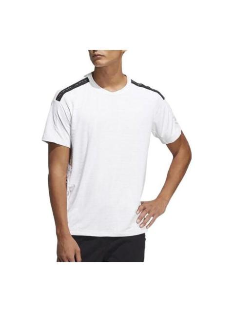 Men's adidas Splicing Casual Sports Round Neck Short Sleeve White T-Shirt HE9942