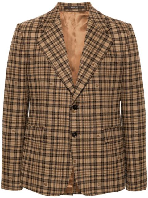 Double G-logo check-pattern blazer