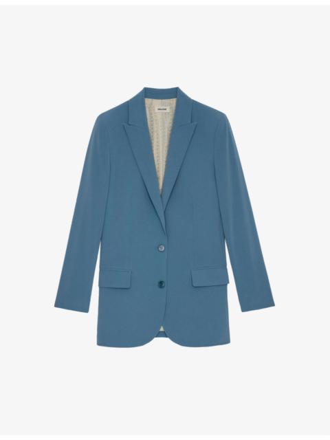 Viva single-breasted peak-lapel crepe blazer