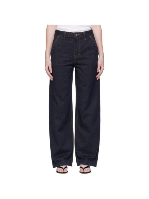 Navy Point Button Jeans