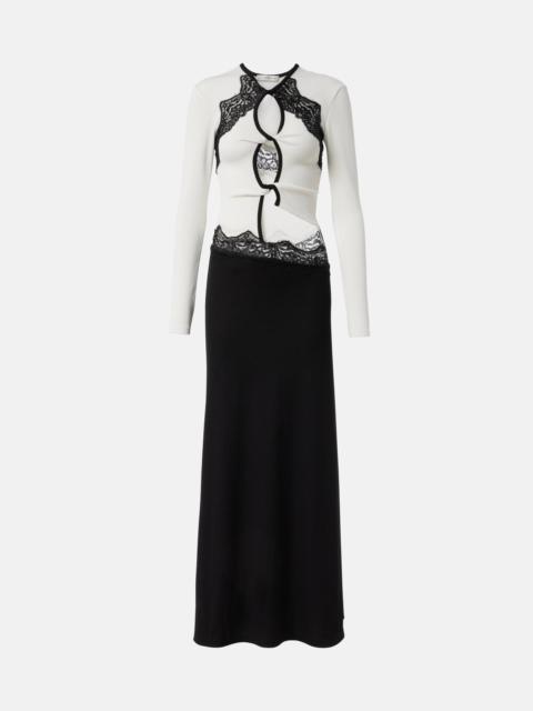 Lace-trimmed cutout maxi dress