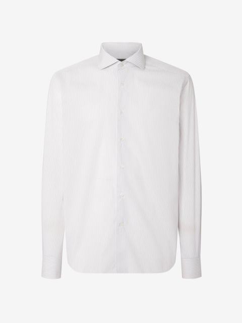 White cotton twill shirt with Grey stripes