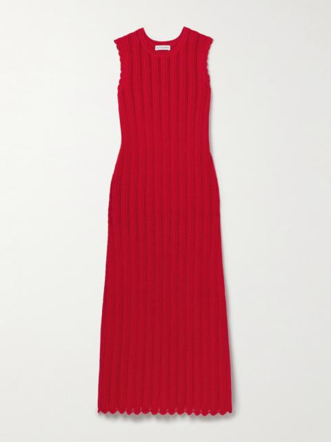 Sissi Ribbed Open-knit Organic Cotton Midi Dress