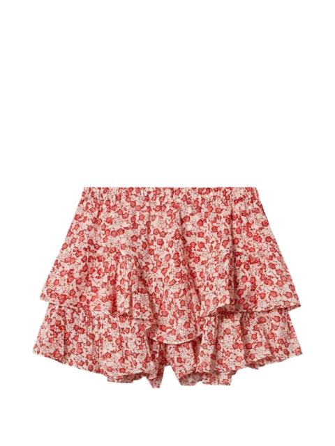 JOCADIA ruffled floral-print mini shorts