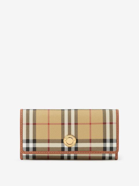 Check and Leather Continental Wallet