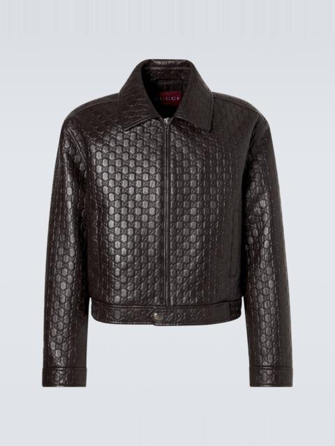GG debossed leather blouson jacket
