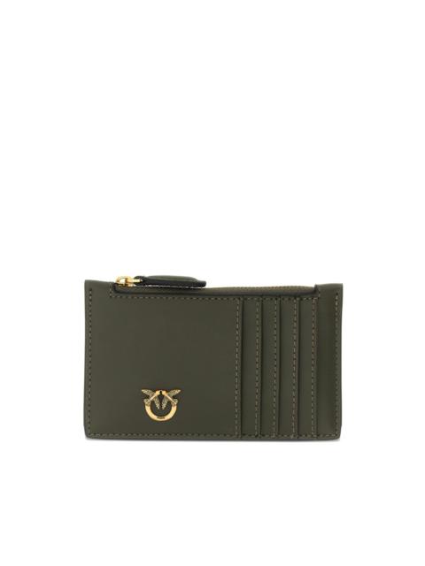 Airone leather logo-plaque card holder