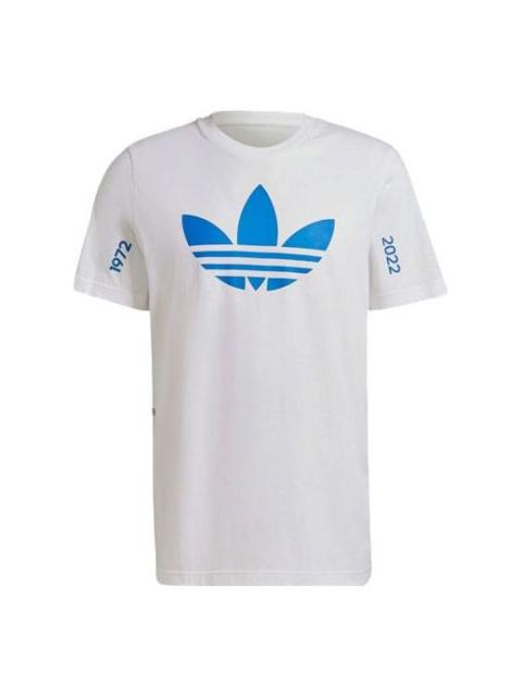 adidas originals Trefoil C Tee1 Printing Round Neck Short Sleeve White HC7167