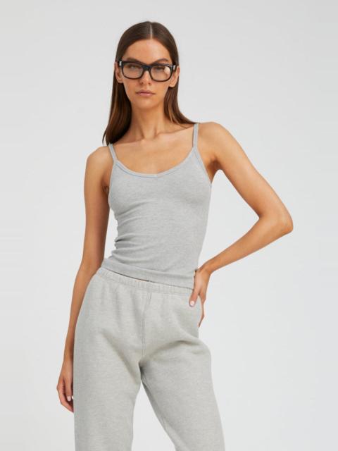 HEATHER GREY RIB V NECK TANK