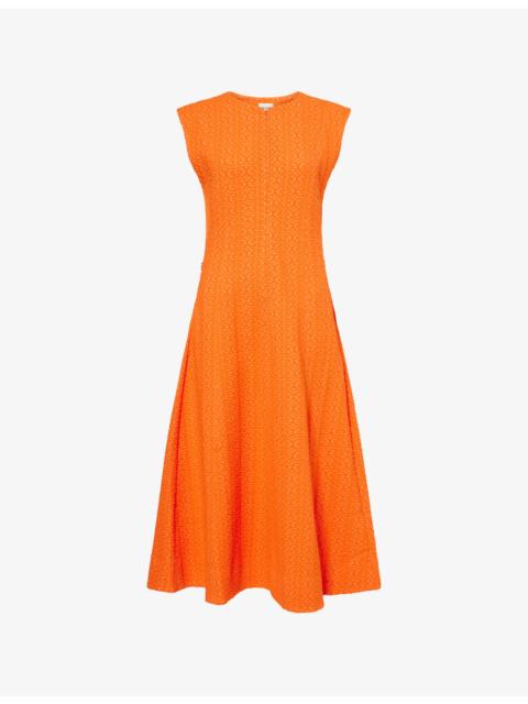 Curliing-Cross Jacquard Stretch-Woven Midi Dress