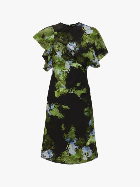 Twist Shoulder Dress In Black Frost