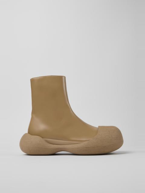 Beige Leather Boots