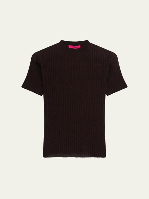Ribbed Cashmere-Blend Crewneck Top