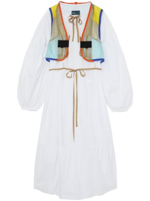 layered cotton midi dress