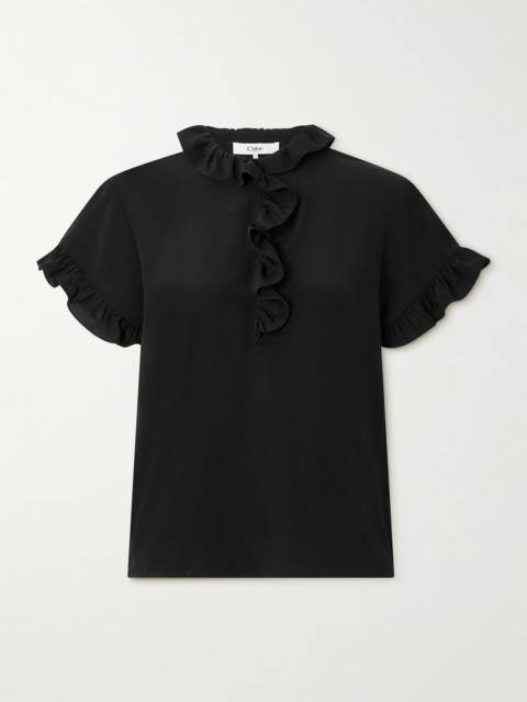 Ruffled Silk Crepe De Chine Blouse