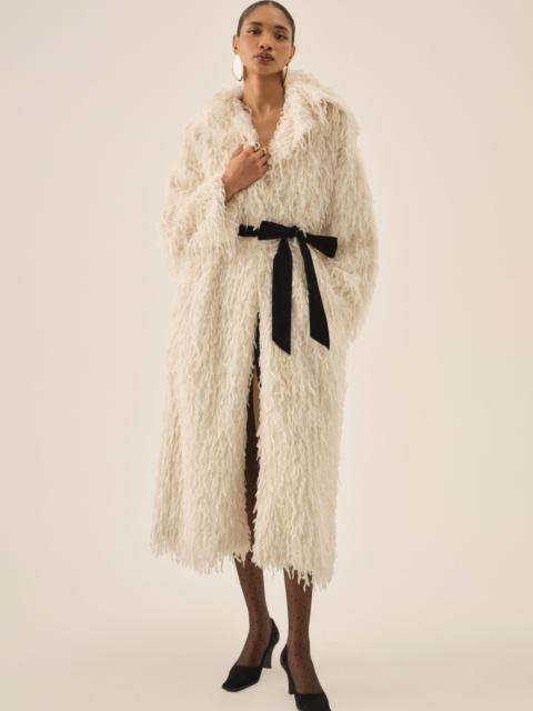 Ruffle Faux Feather Coat