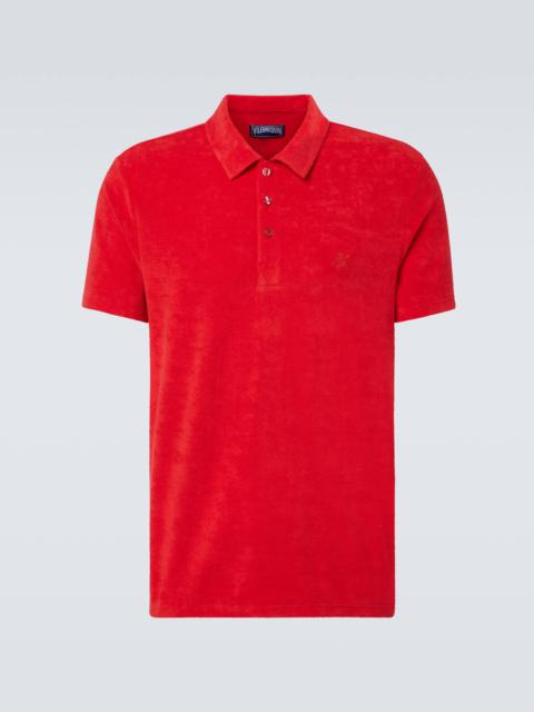 Cotton-blend terry polo shirt
