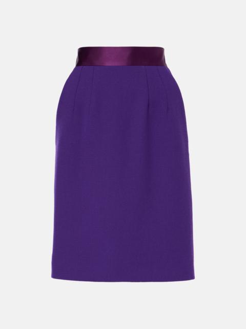 High-rise wool-blend crêpe pencil skirt