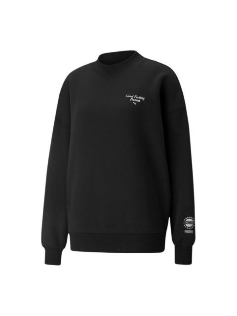 (WMNS) PUMA Logo Wellness Club Crewneck Sweatshirt 'Black' 534398-01