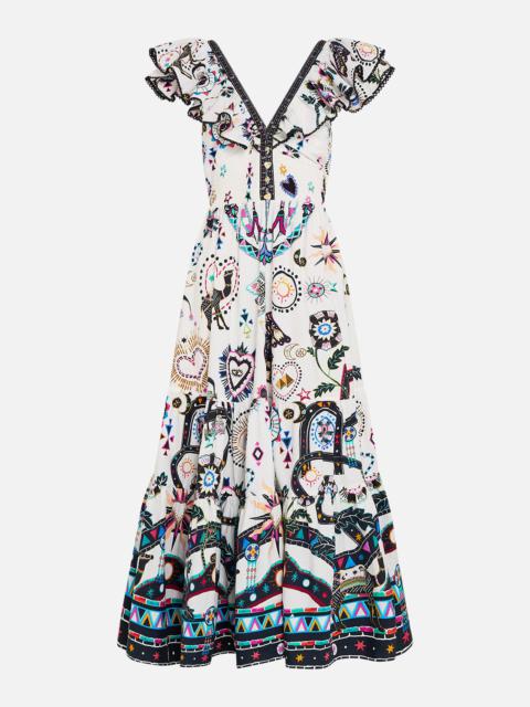 TIERED DRESS WITH NECK FRILL