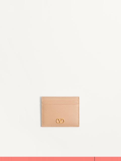 VLOGO SIGNATURE GRAINY CALFSKIN CARD HOLDER