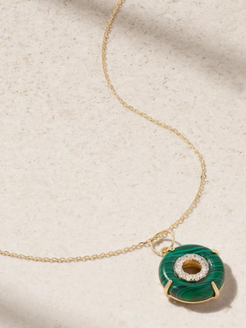Donut 14-karat Gold, Malachite And Diamond Necklace