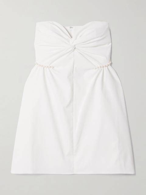 Fiona Strapless Faux Pearl-embellished Twisted Twill Mini Dress