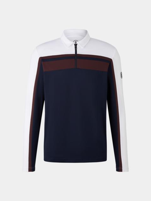 Gernot polo long-sleeved top in Navy blue/white