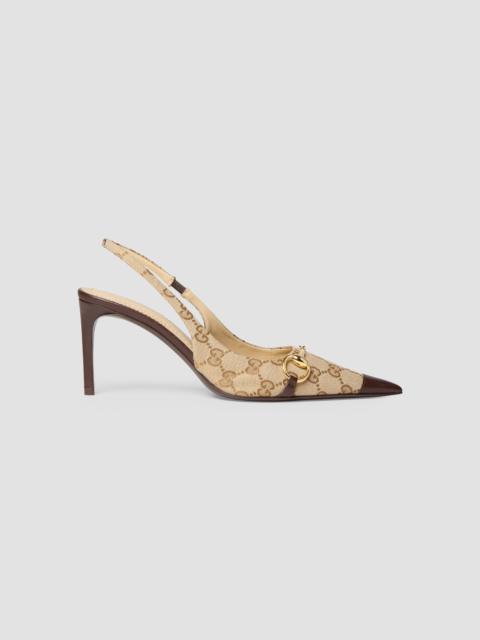 Women's Donna 80MM GG Canvas Slingback Pumps - Vintage Sand