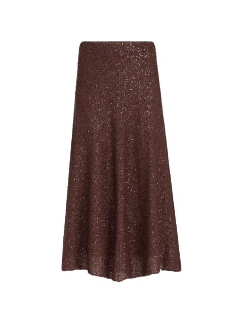 elastic-waistband midi skirt
