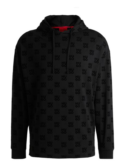 RELAXED-FIT HOODIE WITH FLOCK-PRINT STACKED LOGOS