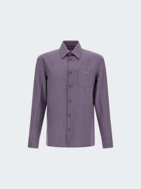 Shirt With Metal Horsebit On Chest Pocket Wisteria