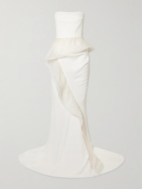 Hopeton Strapless Bead-embellished Silk-trimmed Crepe Gown