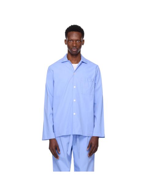 Blue Poplin Long Sleeve Pyjama Shirt