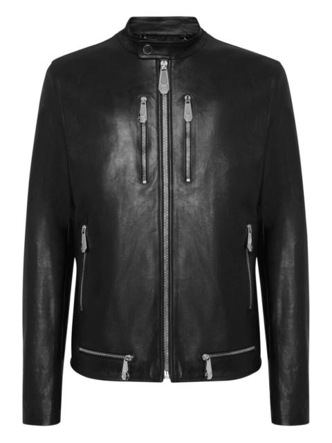 leather zip-front jacket