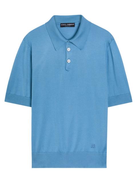 Dolce & Gabbana Logo-embroidered Silk Polo Shirt