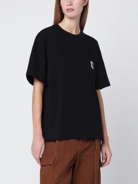 Black cotton T-shirt with logo patch