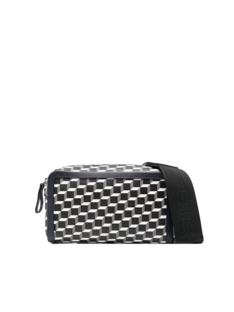 geometric-print clutch bag